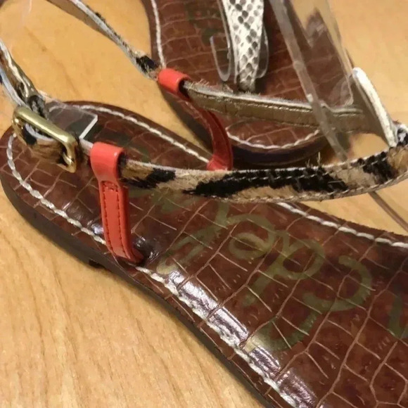 Sam Edelman Gigi sandal.  Orange and leopard print.  Size 6.5 - Picture 3 of 9
